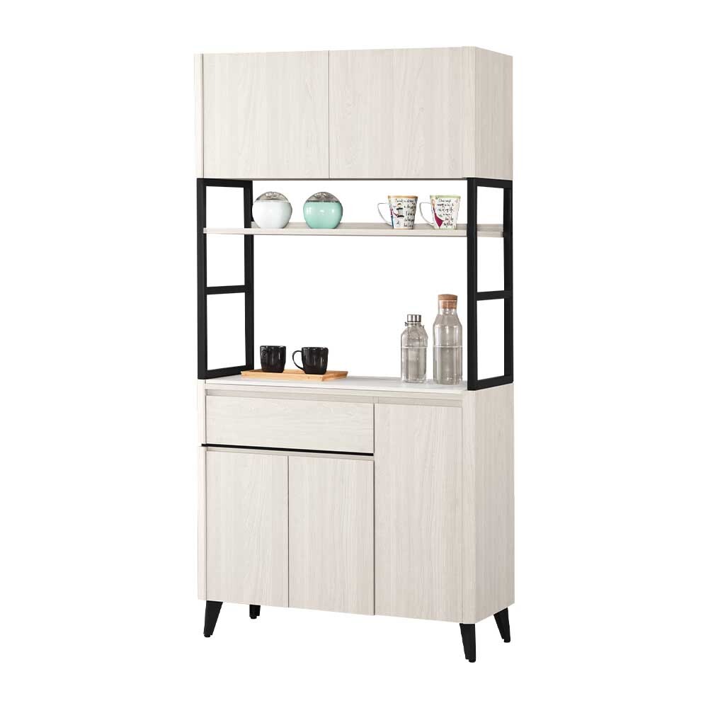 艾登3尺岩板收納高餐櫃/碗盤置物櫃/電器櫃(上座+下座)