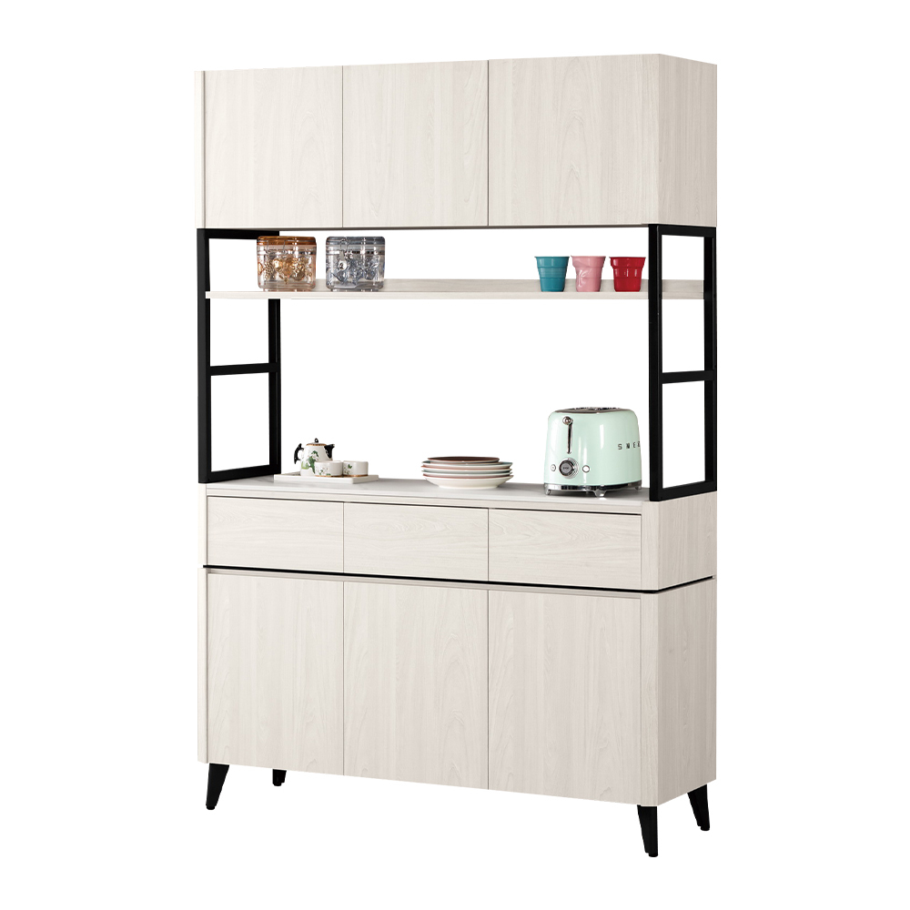 艾登4尺岩板收納高餐櫃/碗盤置物櫃/電器櫃(上座+下座)