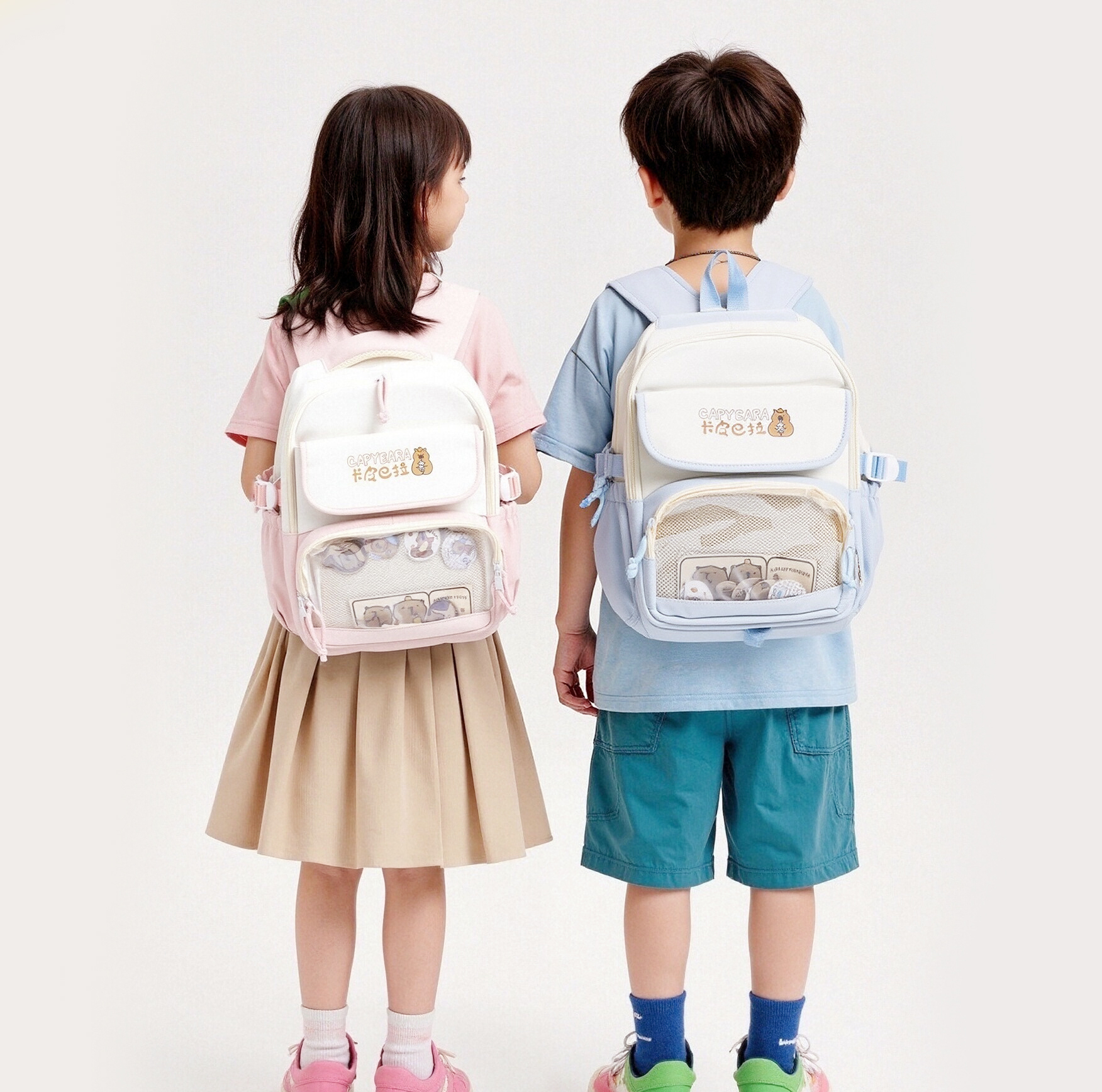 【JA2211】卡皮巴拉大容量背包/書包(附帶徽章)＊三色