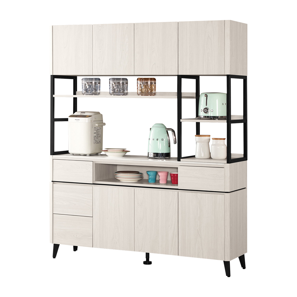 艾登4.9尺岩板收納高餐櫃/碗盤置物櫃/電器櫃(上座+下座)