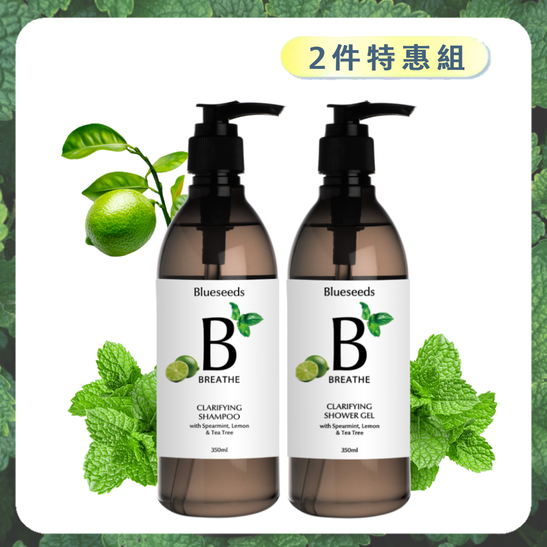 【新品上市】薄荷檸檬茶樹淨化潔淨組 ( 沐浴露 350ml+洗髮露 350ml )