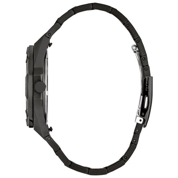 萬年鐘錶 - Citizen 星辰錶 全黑款波浪紋面盤光動能男錶 AW1855-52E  錶徑42MM