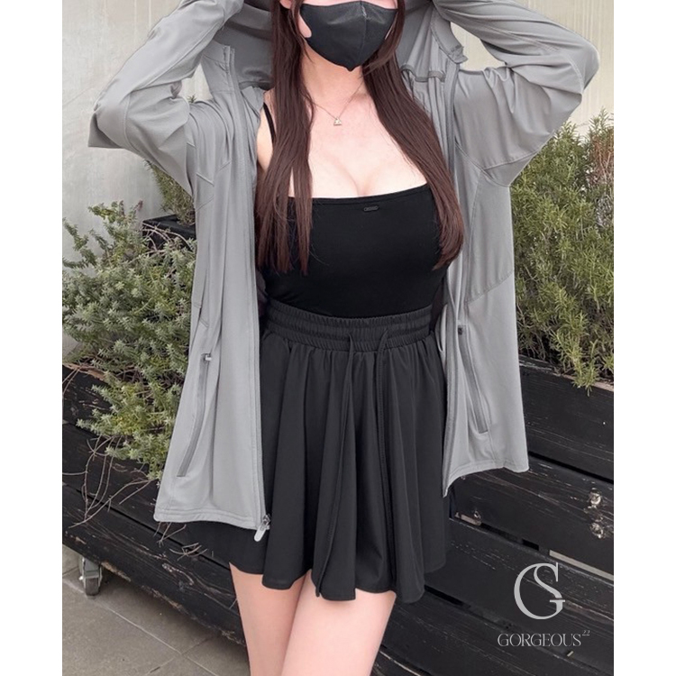 G9671 現貨「防曬涼感百褶褲裙」