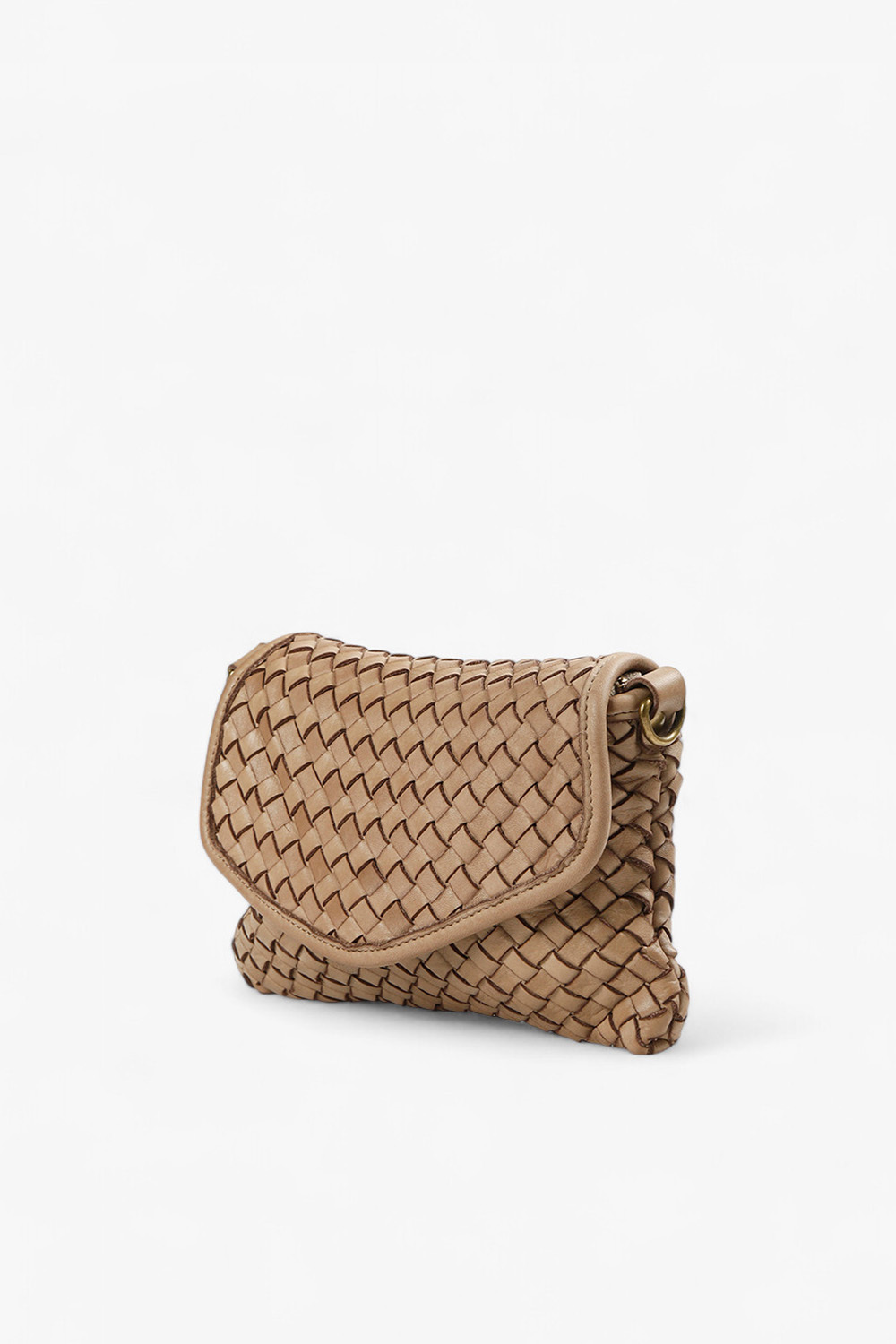 TASCA 編織翻蓋小方包 卡其