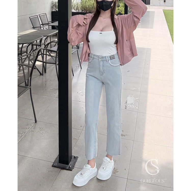 G9673  現貨「夏日氣泡高彈九分牛仔褲」