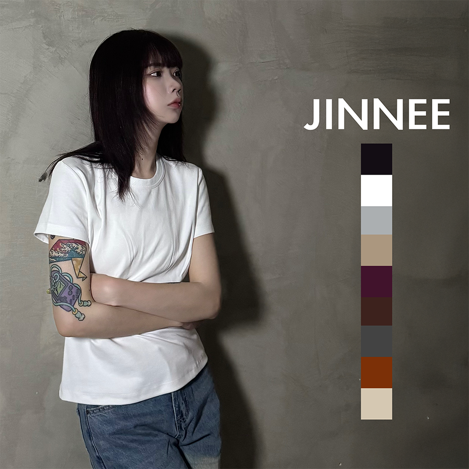 JINNEE 彈性透氣 素色 圓領 合身 短袖 上衣 多色
