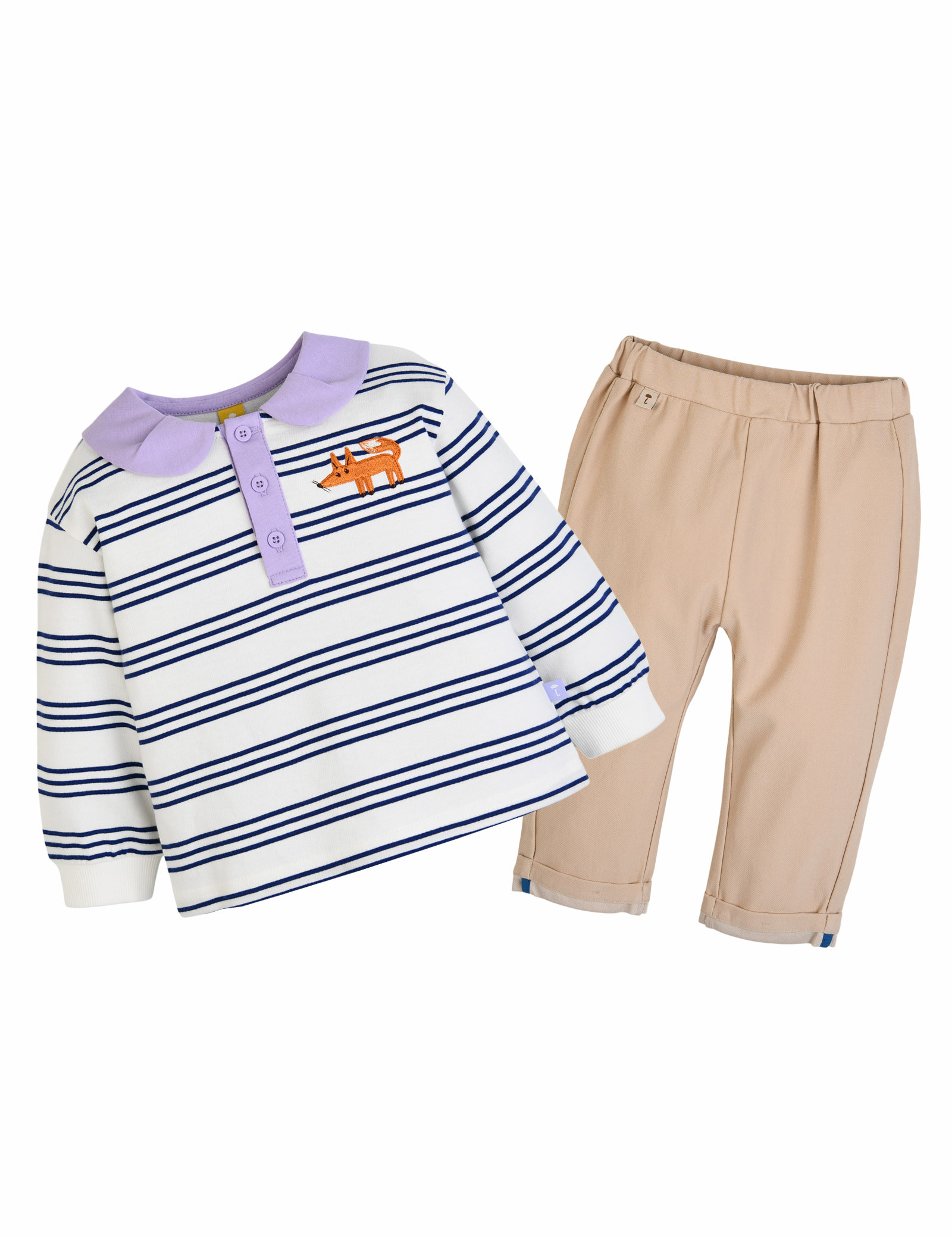 Moimoln☘︎25秋 狐狸條紋上下套裝(紫)