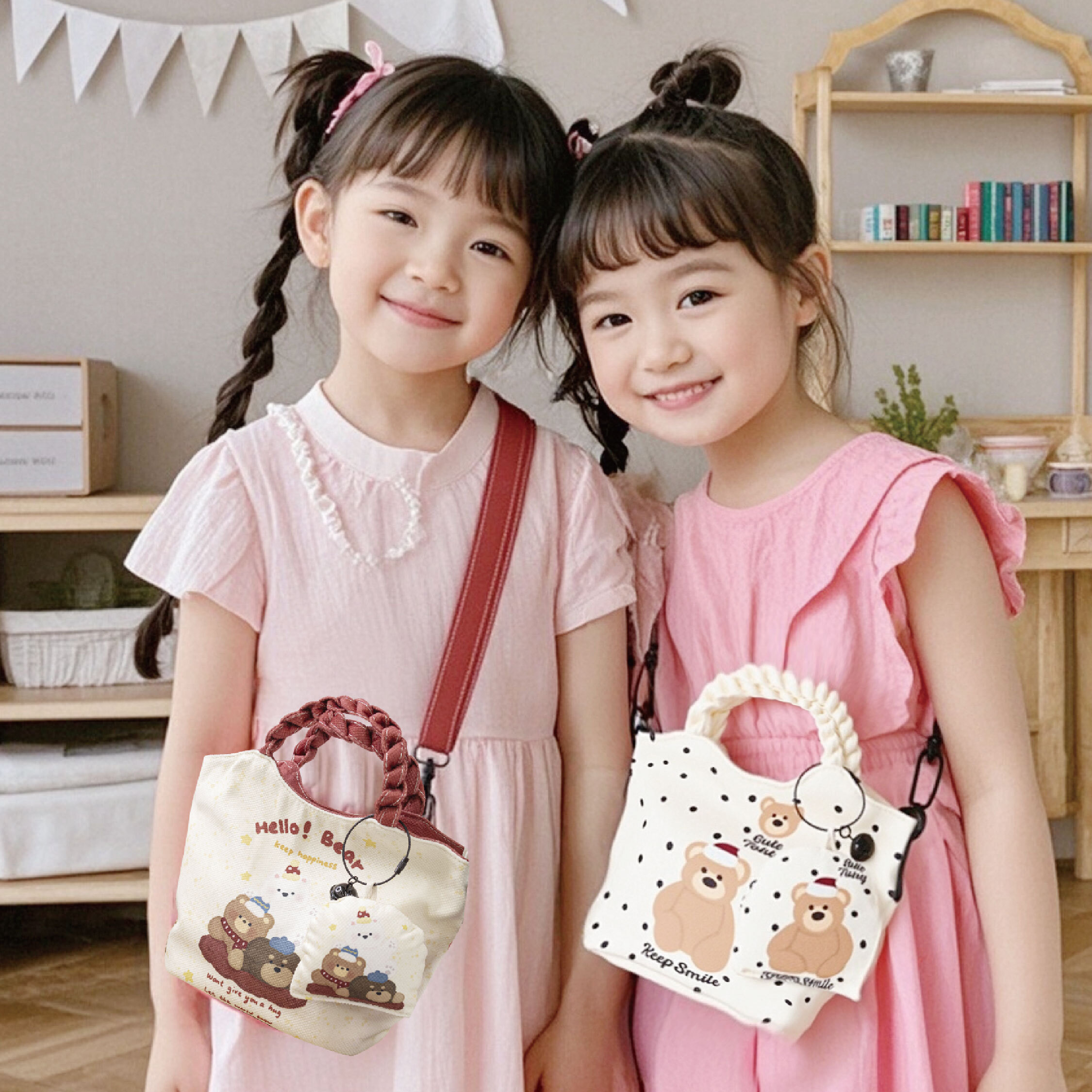 【JA2218】圓滾滾熊熊短絨手提/斜背包(附帶鋪棉吊飾)＊三款