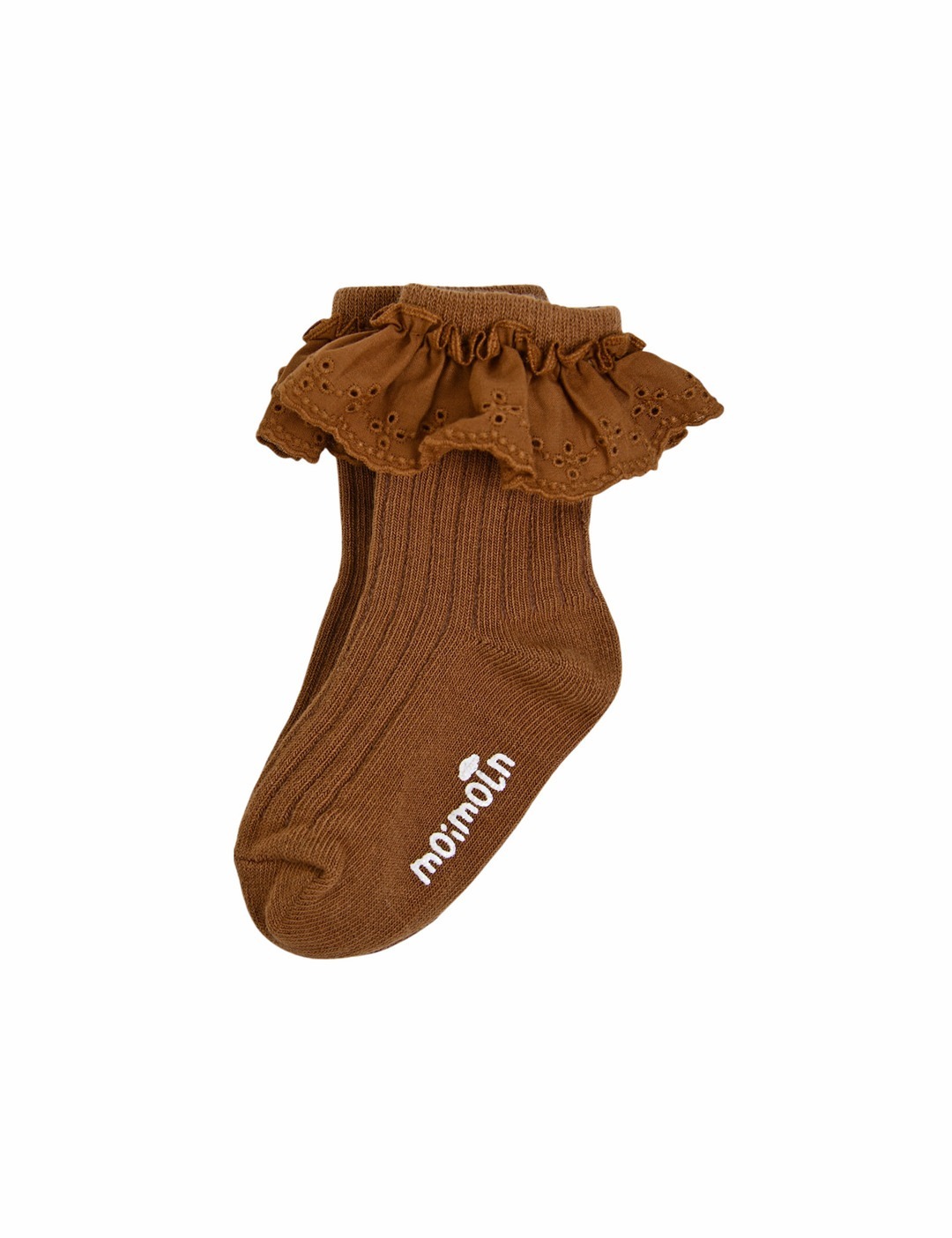 Moimoln☘︎25秋 甜美蕾絲花邊短襪(棕色)