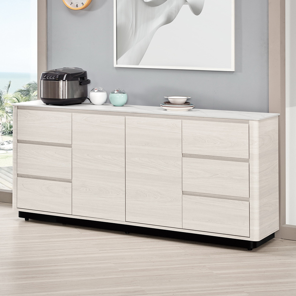 奧菲6尺岩板六抽收納餐櫃/碗盤櫃/置物矮櫃/玄關櫃