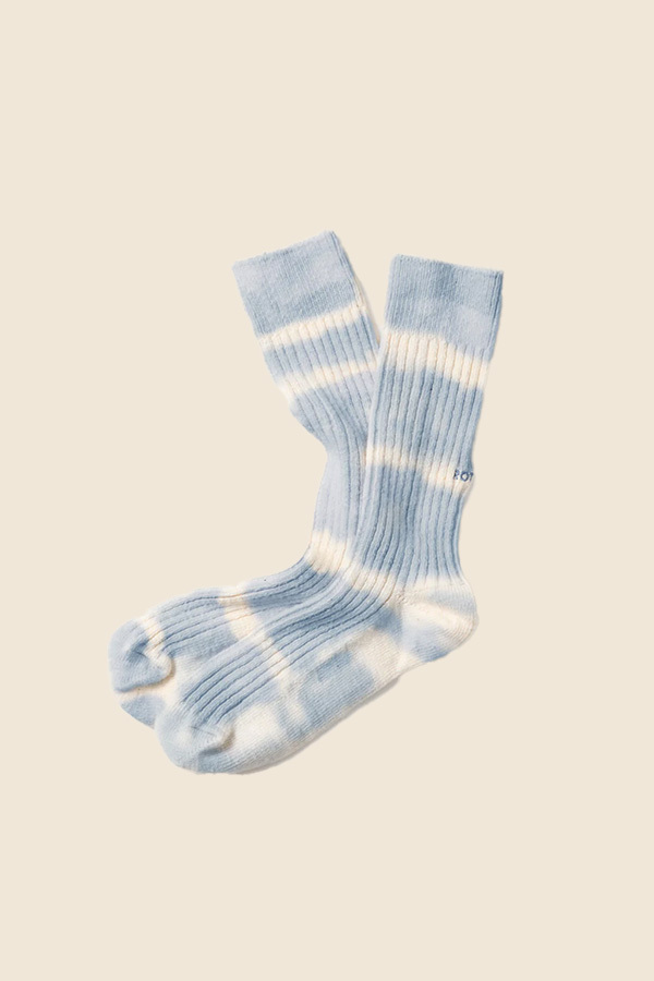 ROTOTO - R1603 TIE DYE RIBBED CREW 襪（水藍）