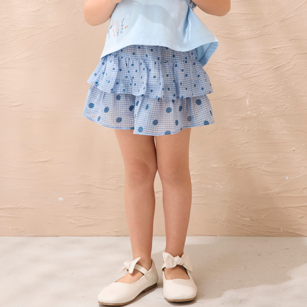 PIPPY可愛圓點點純棉蛋糕褲裙 藍