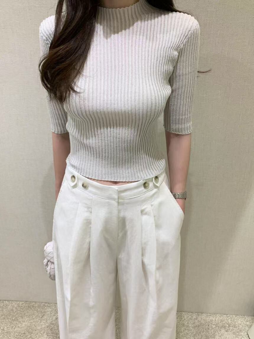 鈕釦調節顯瘦寬褲