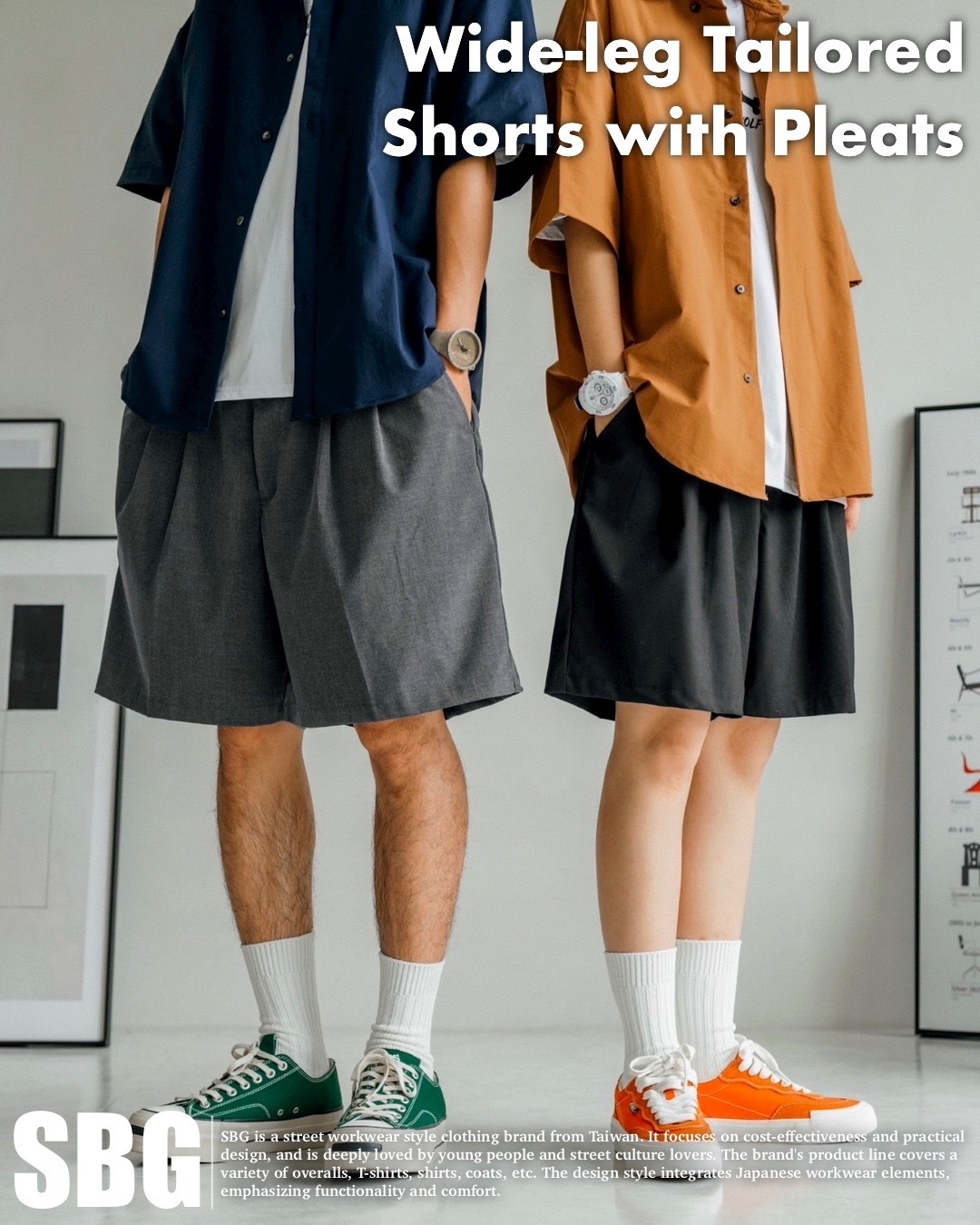 #預購 SBG 寬鬆打折西裝短褲 兩色 SB5462