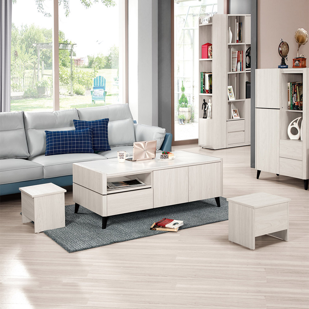 艾登4.3尺岩板大茶几-附小椅凳二入