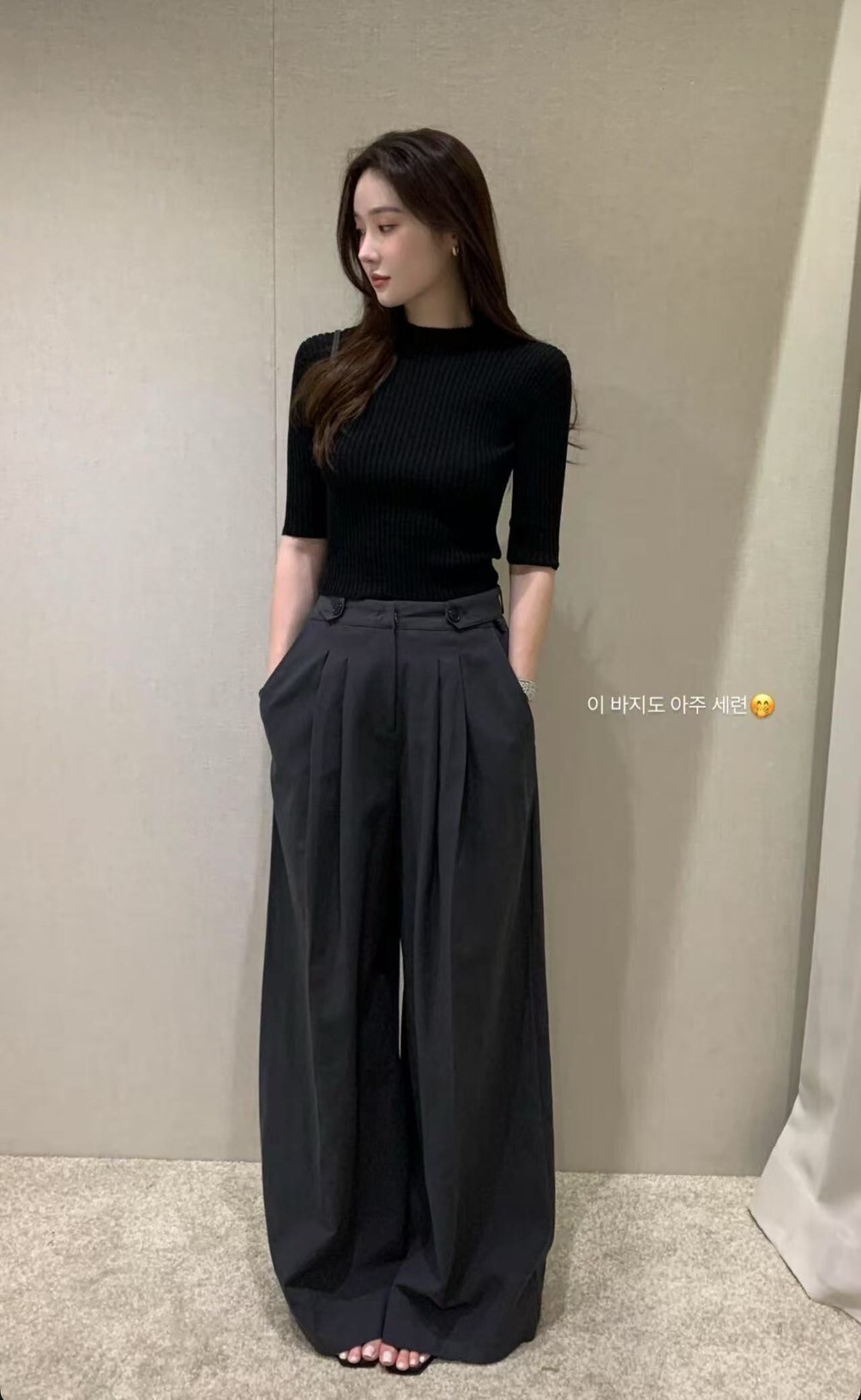 混紡亞麻打摺西裝寬褲