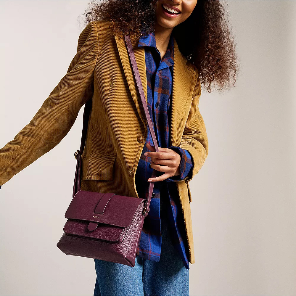 Kinley 真皮翻蓋方包-莓果紫 ZB7878649