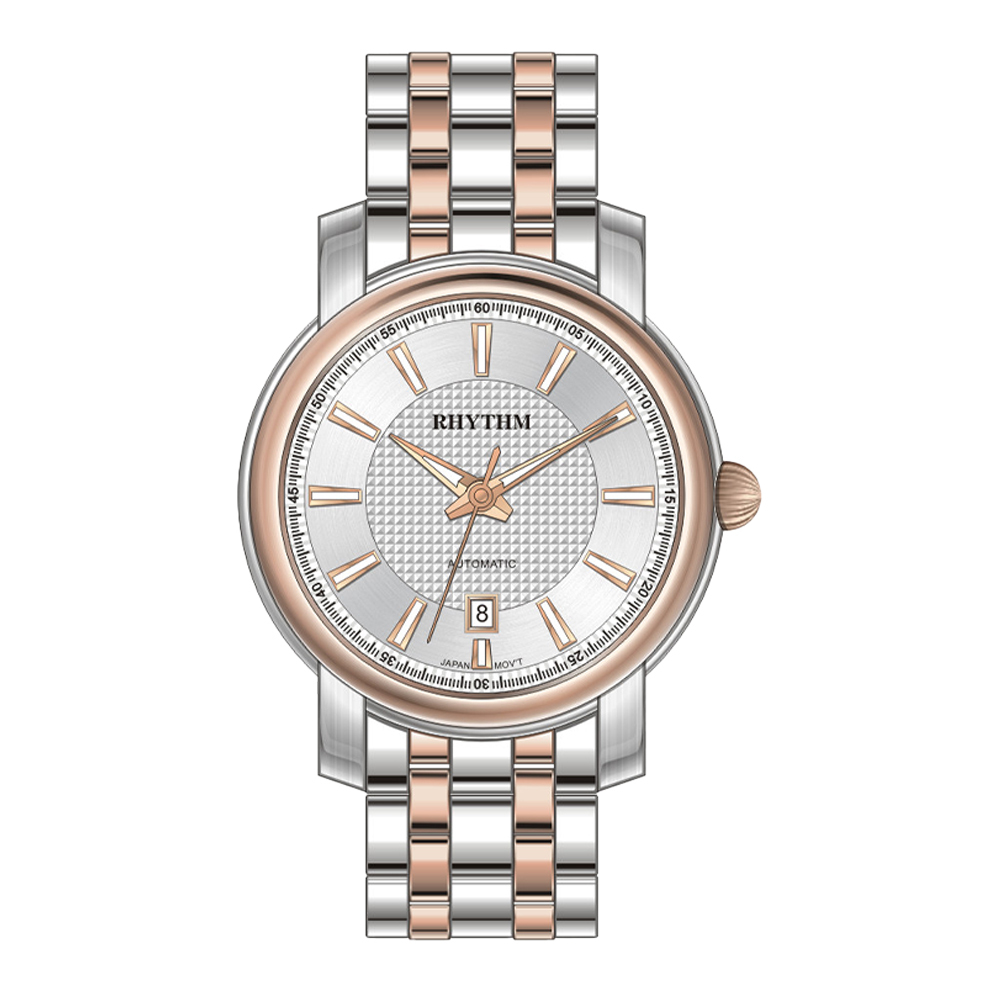 【Rhythm 麗聲】A1103 簡約 日期 不鏽鋼 機械 手錶
