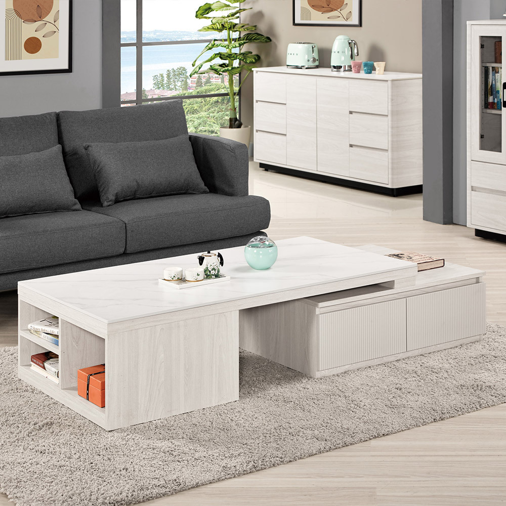 奧菲4.3尺伸縮岩板大茶几