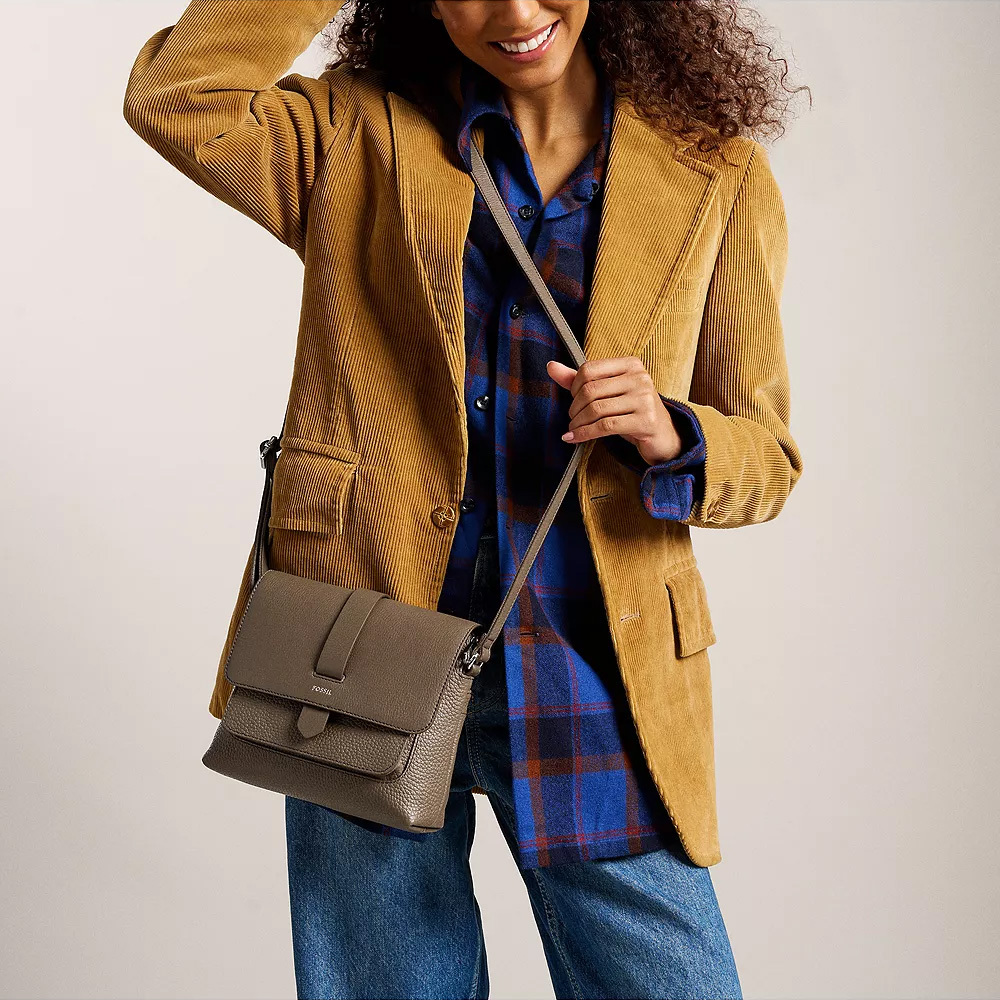 Kinley 真皮翻蓋方包-煙霧色 ZB7878793