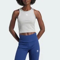 [S] ADIDAS MEDIUM GREY HEATHER WOMEN'S ESSENTIALS RIBBED TANK TOP, IY9649-MEDIUM GREY HEATHER (SAD268)