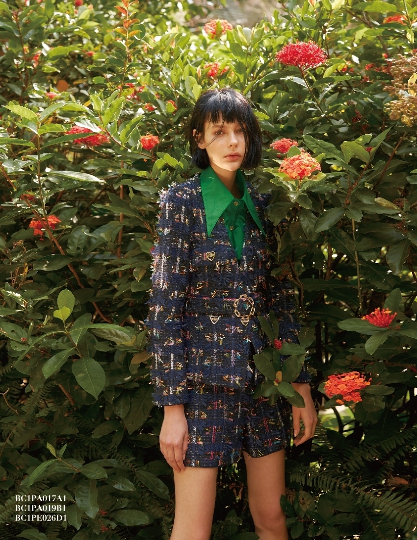 BC1PE026D1 異國花園重工小香外套 (附本布腰帶)