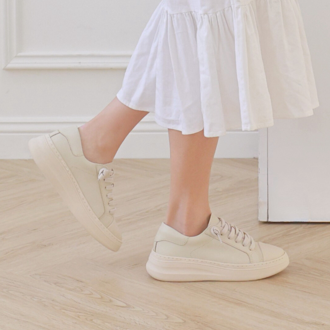 布拉格‧厚底鞋 裸杏白(真皮女鞋/真皮厚底鞋/真皮便鞋)