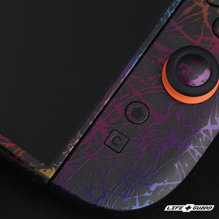 LIFE+GUARD Nintendo Switch 2 貼膜展示圖，LIFE+GUARD 風格設計潑墨彩黑