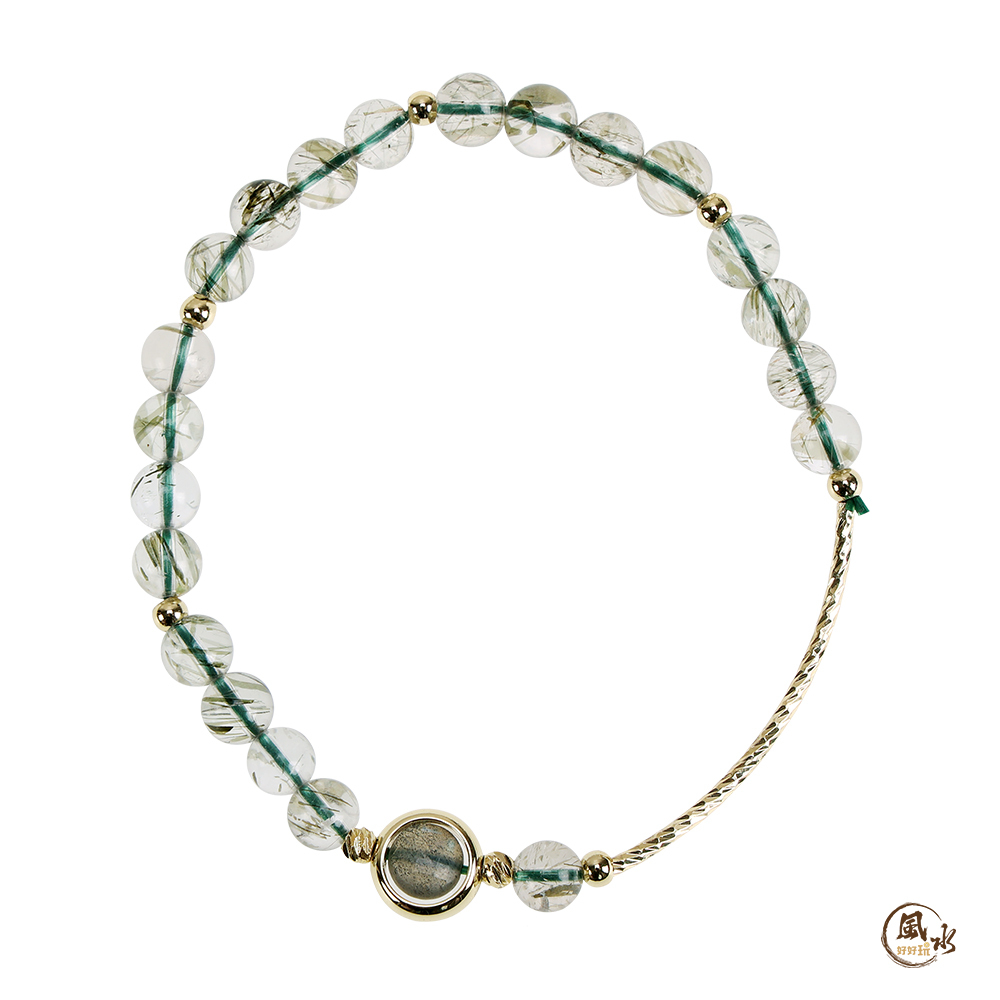 【風水好好玩】天然綠髮晶水晶手鍊(含盒)