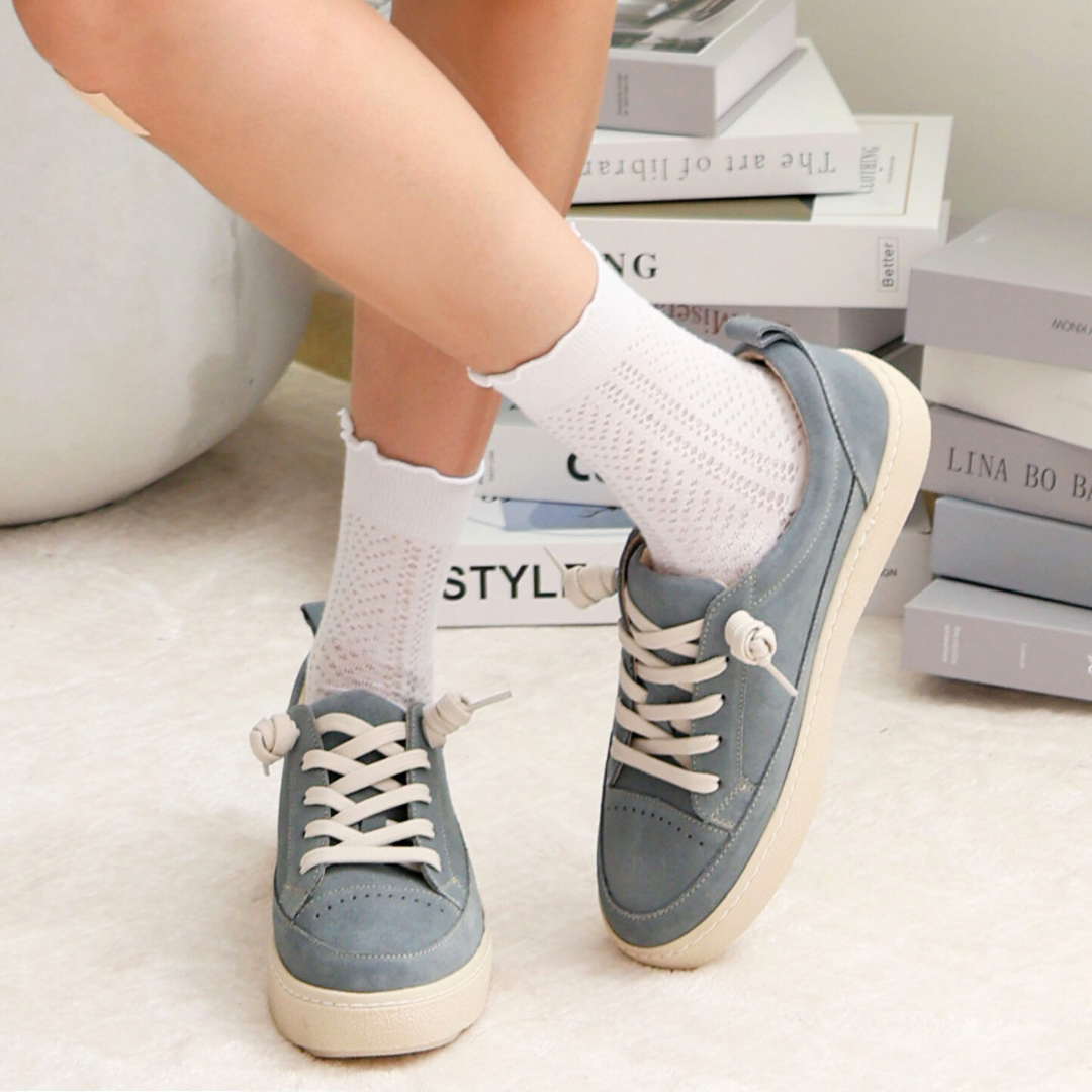 3M防潑水・萌萌休閒鞋-蝶豆花藍(真皮女鞋/微厚底/休閒鞋)