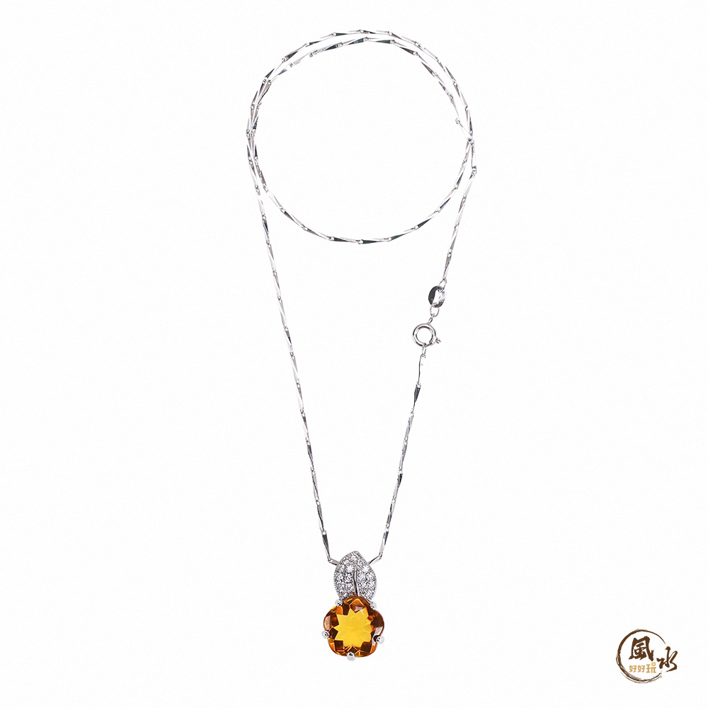 【風水好好玩】一葉致富黃水晶項鍊(含盒)