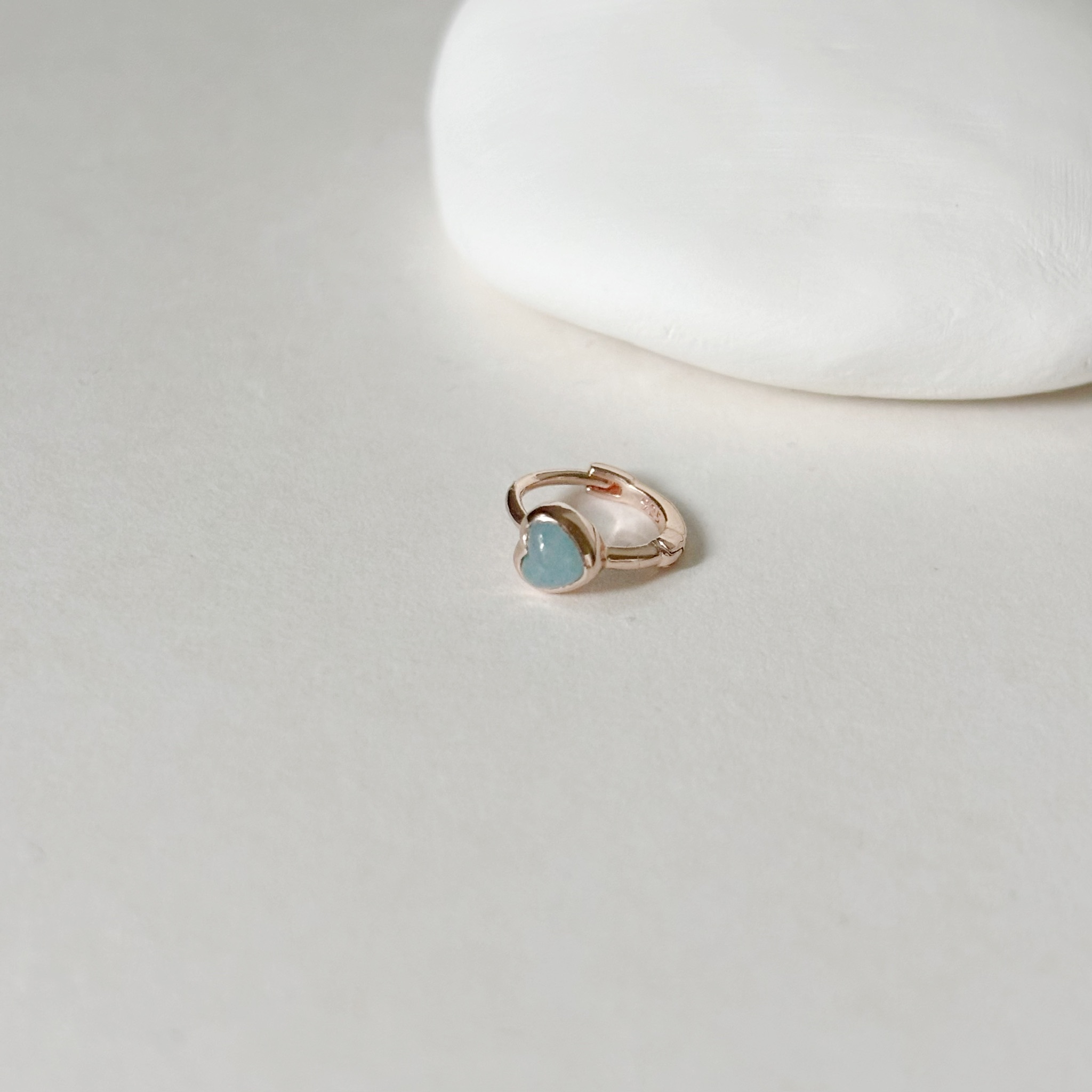 QQ heart水藍石英小耳圈