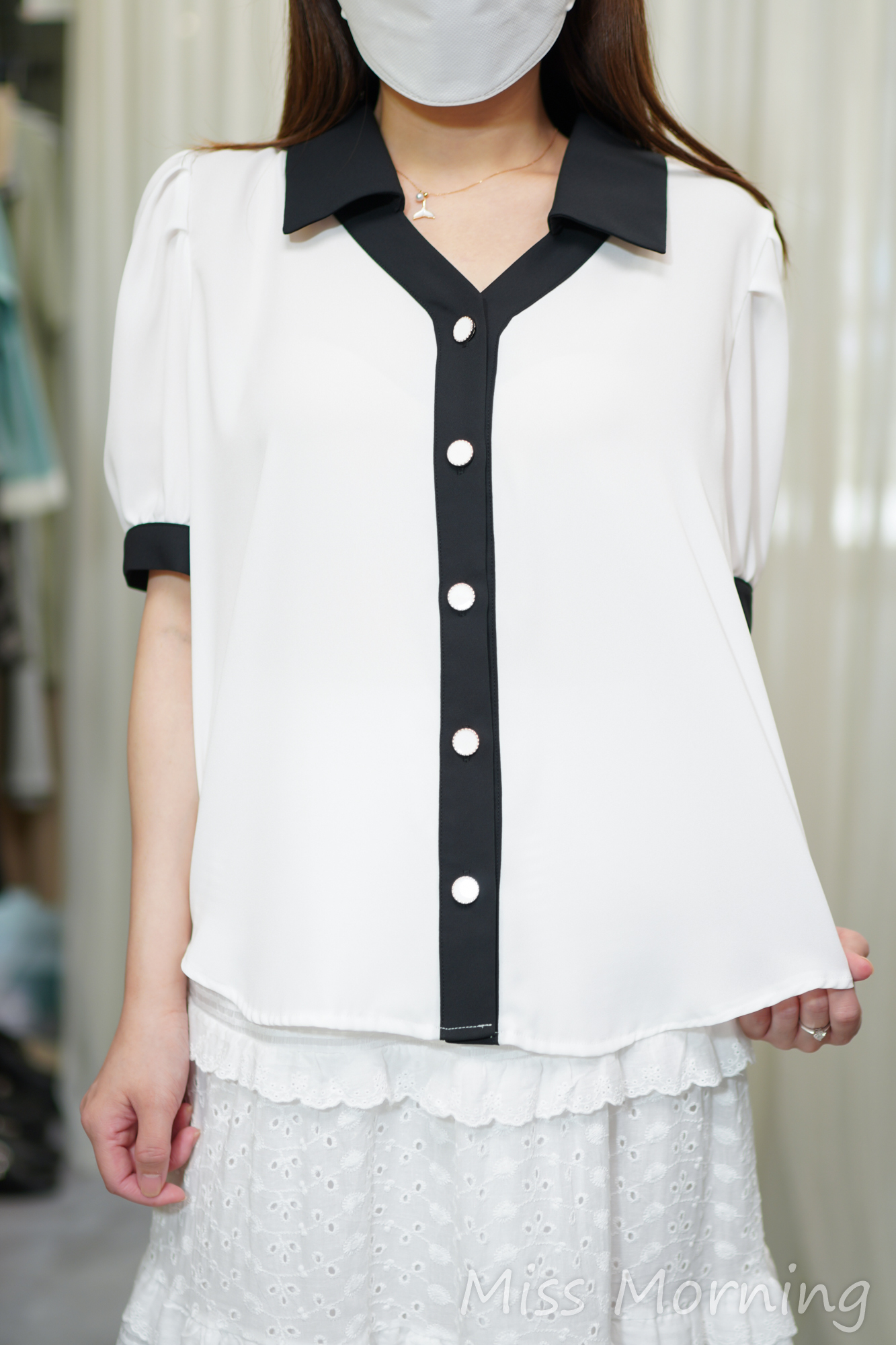 靚款拼色雪紡衫(14735)