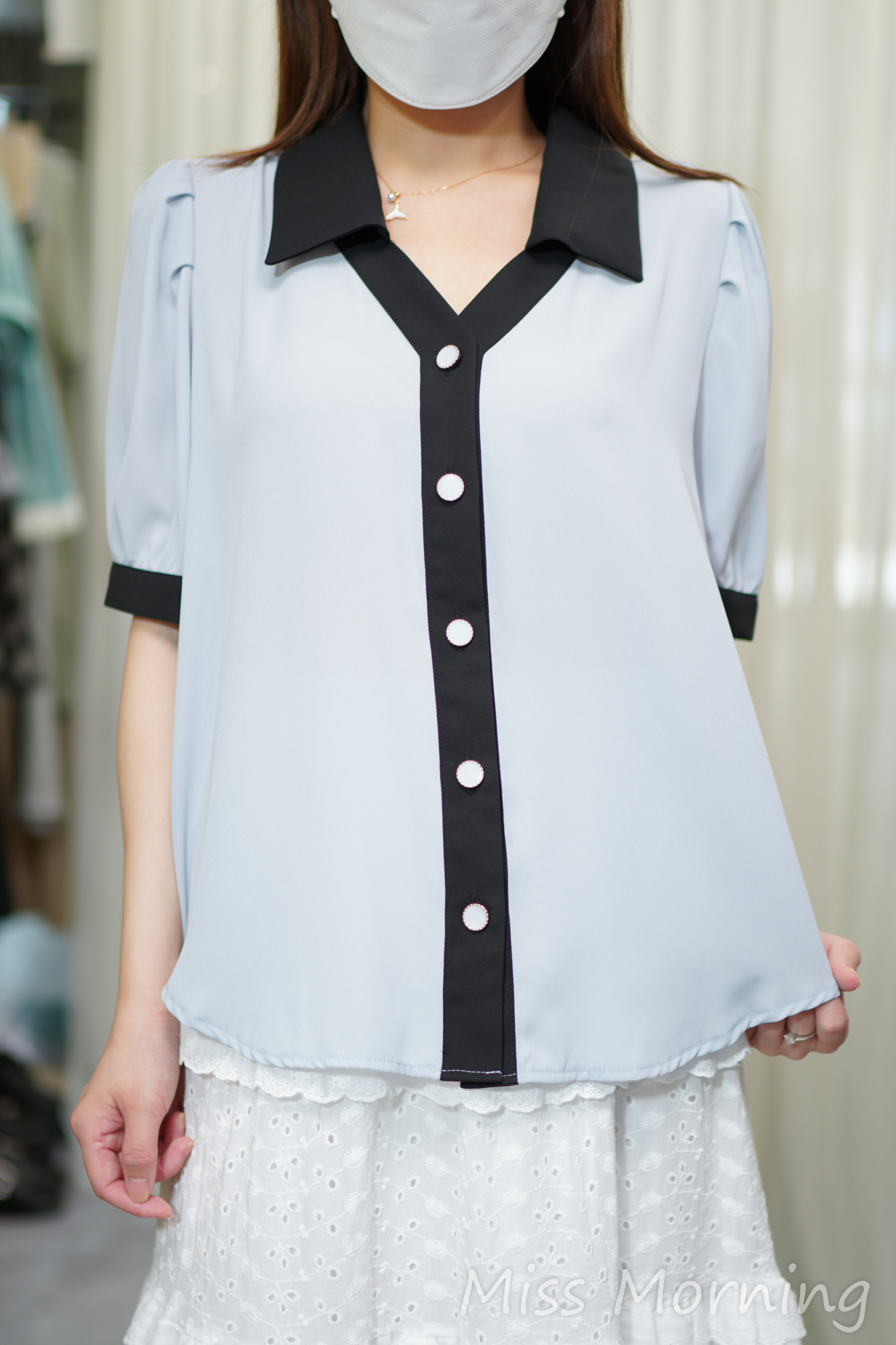 靚款拼色雪紡衫(14735)