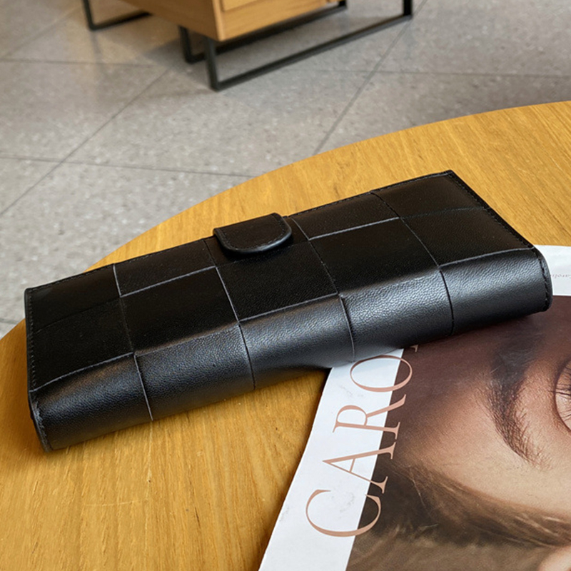 長夾 錢包  編織長夾 男生皮夾 超薄長夾 羊皮長夾 對折長夾長夾女生 多卡位長夾 羊皮長夾 精品長夾 編織長夾 083