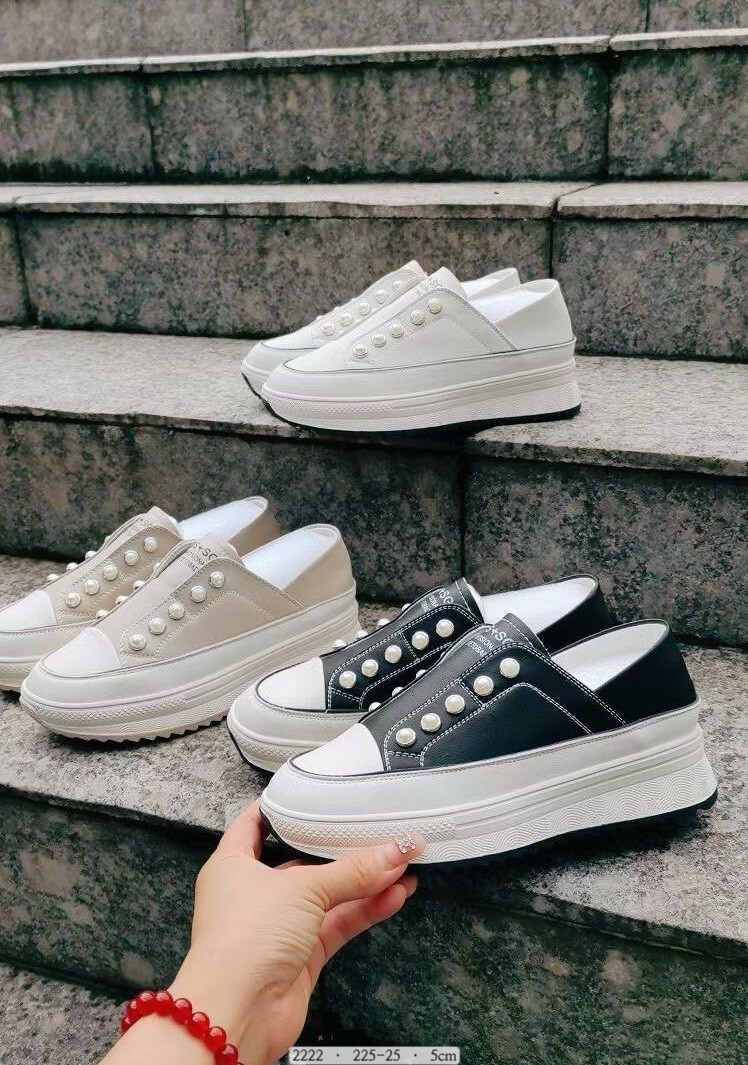 2222-韓國真皮珍珠厚底懶人鞋