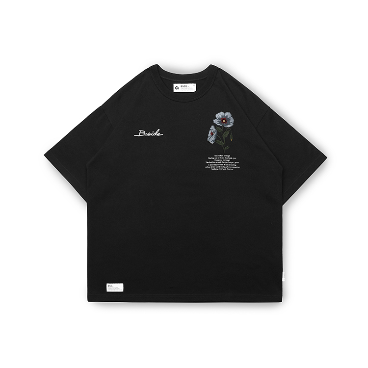 Small Red Embroidered Bi-Color Long Sleeve Tee