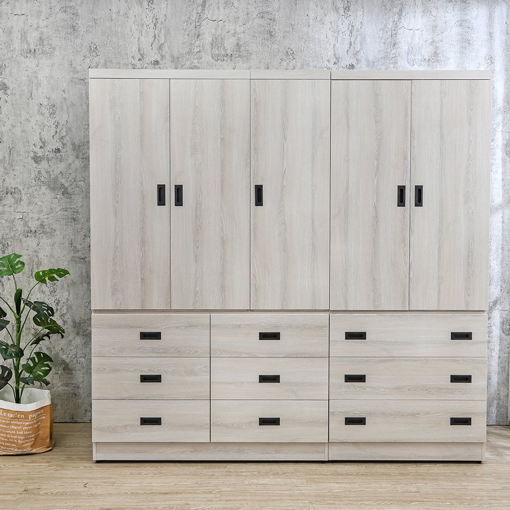 帕尼克6.7尺大容量收納衣櫃組合(內附穿衣鏡)