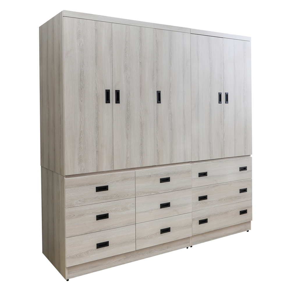 帕尼克6.7尺大容量收納衣櫃組合(內附穿衣鏡)