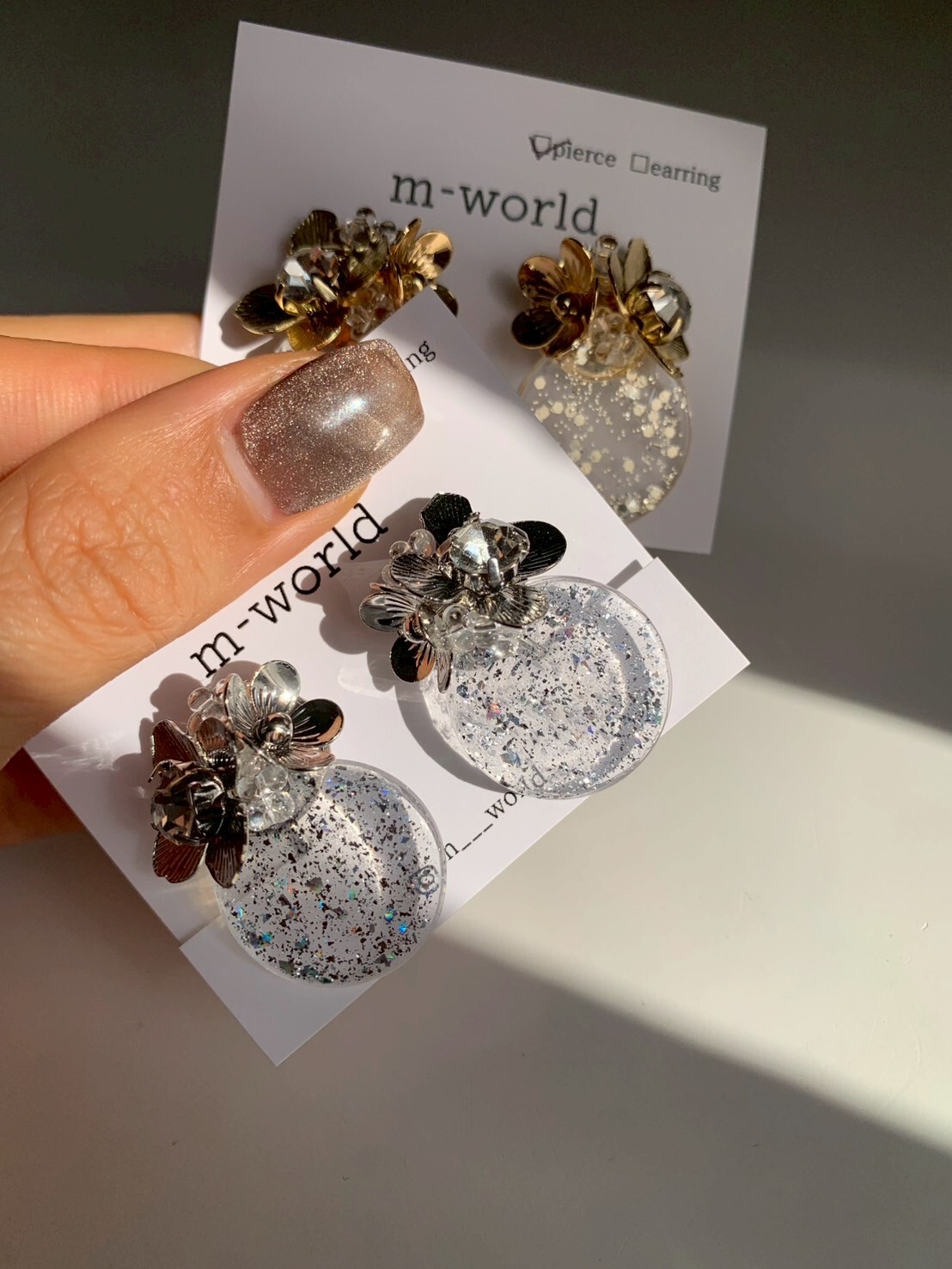 [m-world] clear guitar flower | 耳針 | NO.45