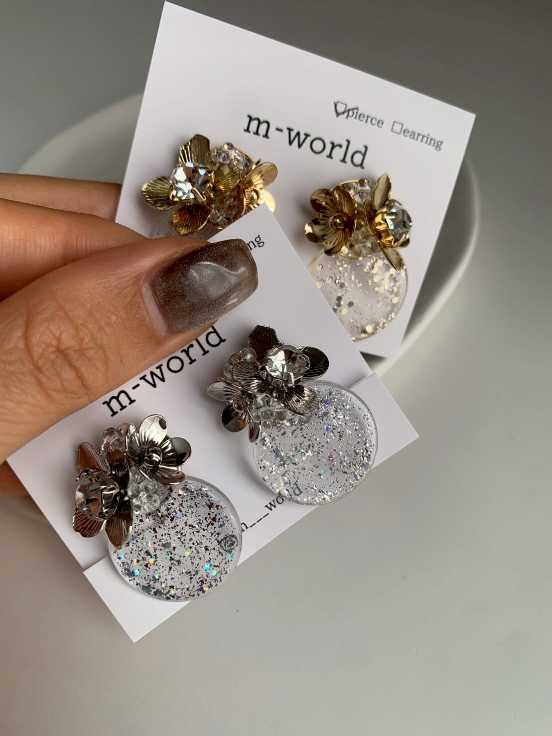 [m-world] clear guitar flower | 耳針 | NO.45