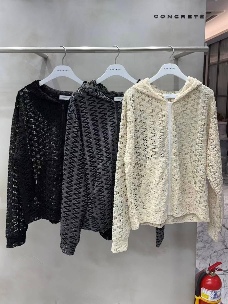 淨色網紋連帽拉鍊外套 CONCRETE-022JK