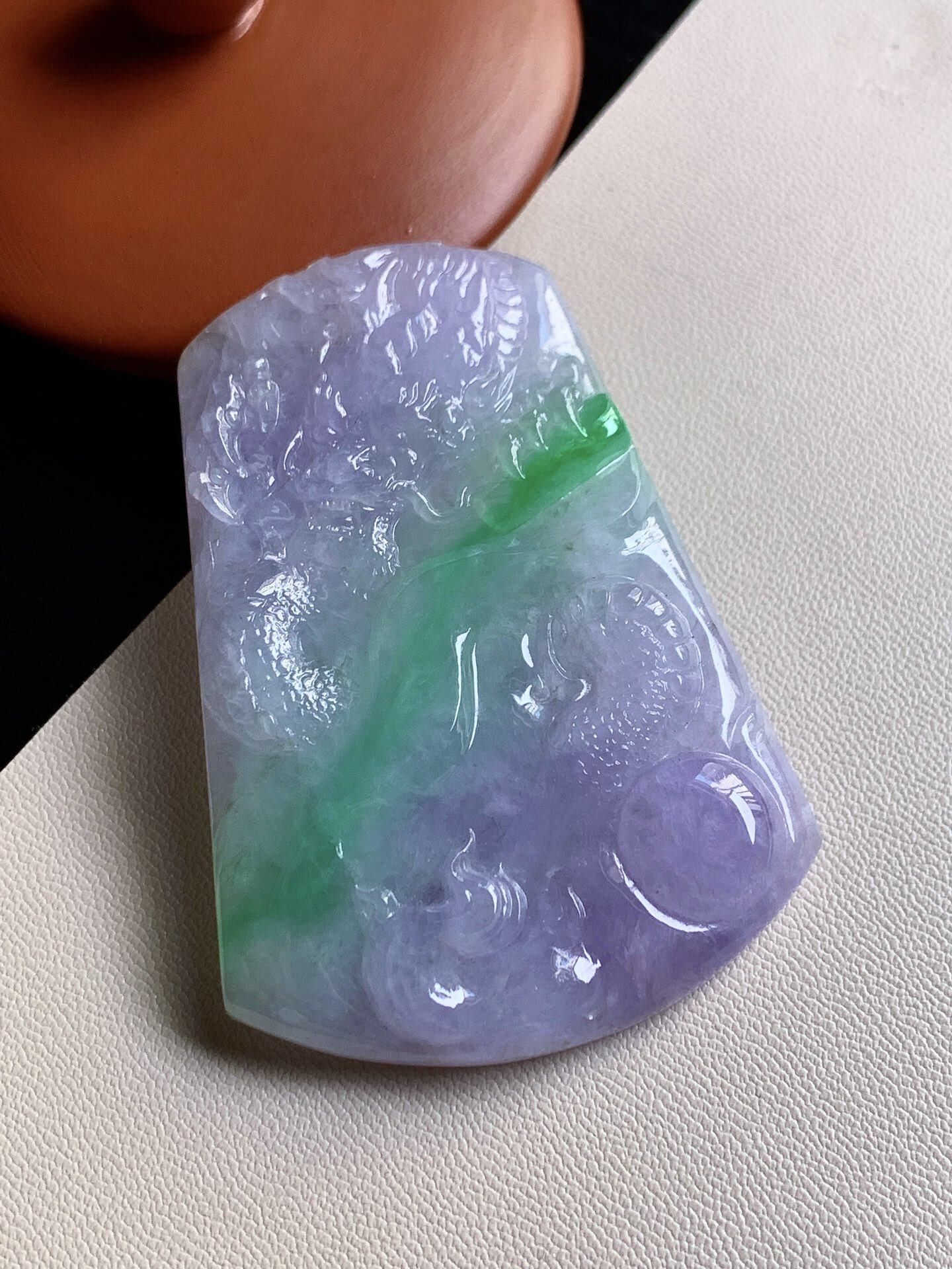 712312 翡翠高冰春彩龍牌