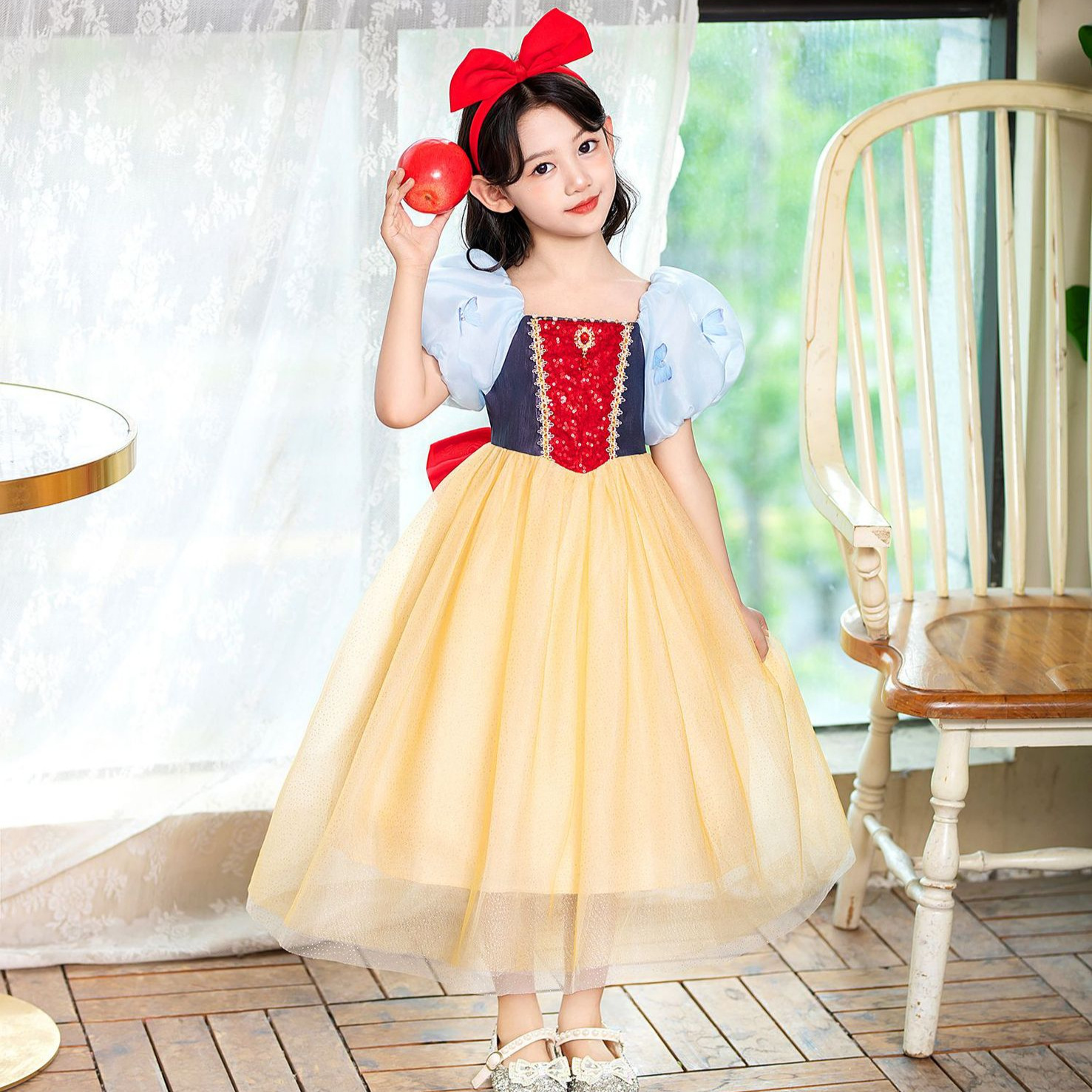 現貨 140cm 萬聖節 白雪公主禮服 蝴蝶澎袖款 100-150cm #RA67