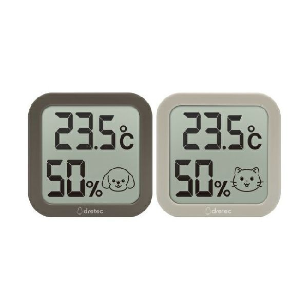 (3683) dretec - 寵物環境溫濕度計 (狗狗啡色/貓米色) 香港行貨  【2色可選】
