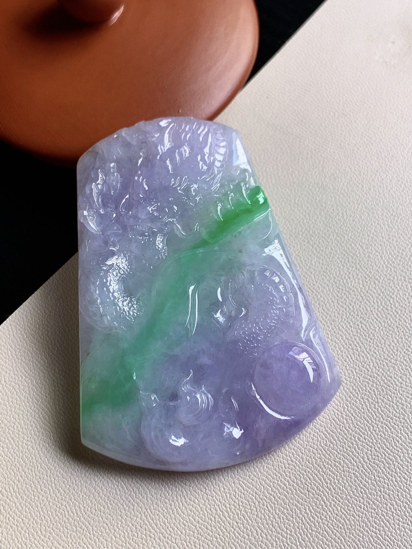 翡翠高冰春彩龍牌,天然翡翠A玉, 緬甸玉, Jade, Jadeite