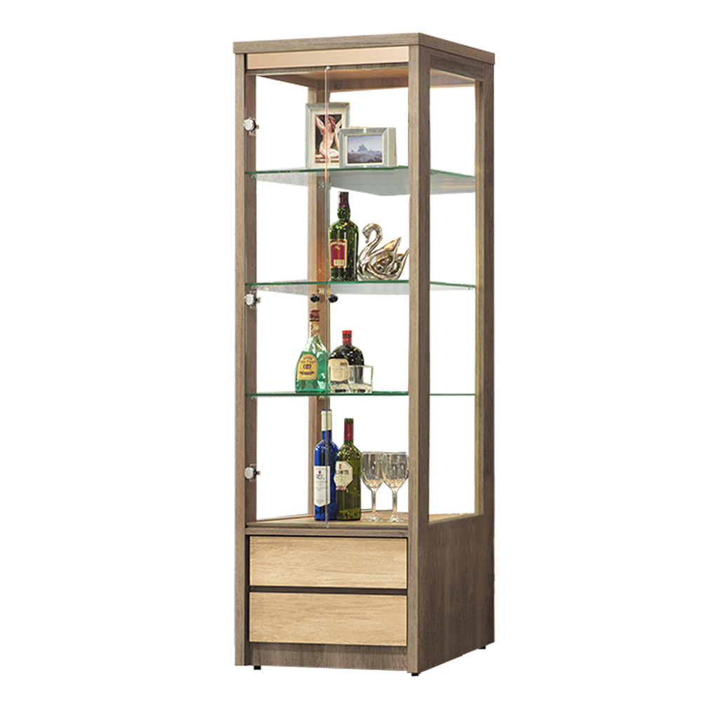 范奇2.2尺二門二抽展示櫃/置物收納櫃(玻璃門)