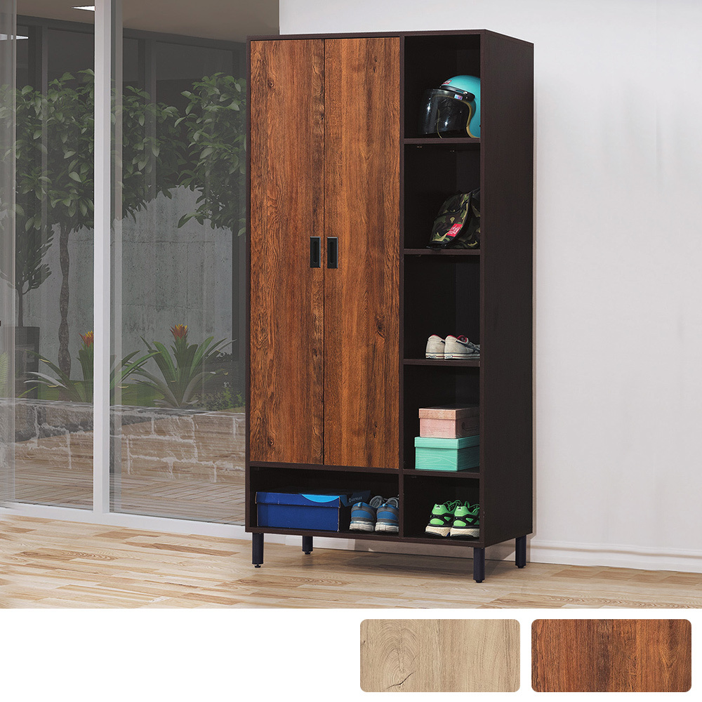 里奧卡3尺工業風二門右開放式高鞋櫃(兩色可選)