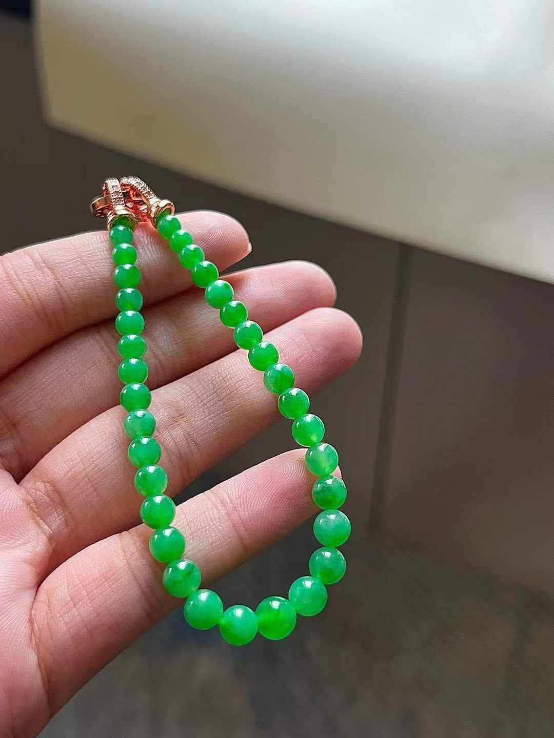 翡翠手串 (4.1-6.2mm直徑),天然翡翠A玉, 緬甸玉, Jade, Jadeite