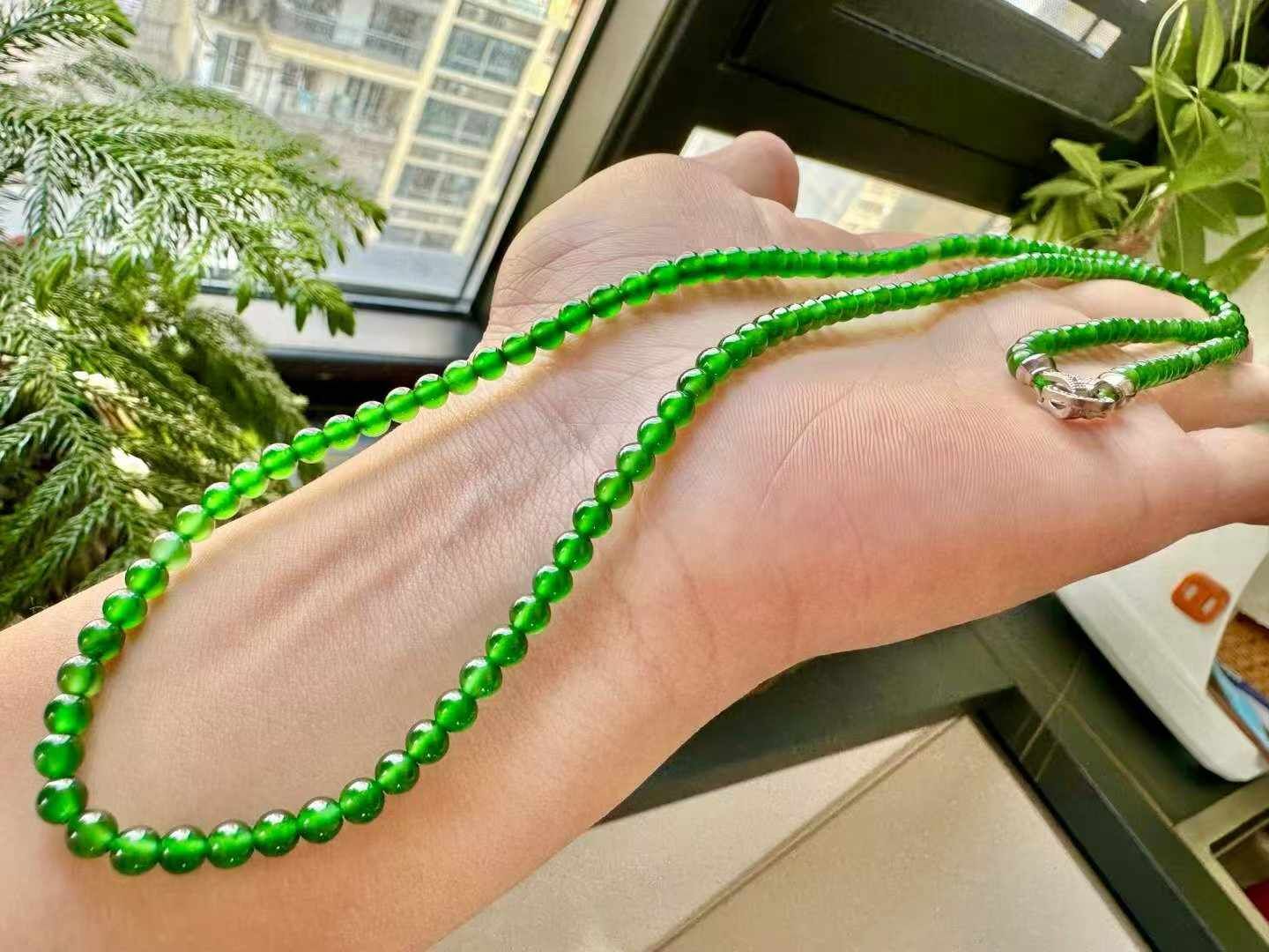 翡翠陽綠項鏈 (4mm直徑),天然翡翠A玉, 緬甸玉, Jade, Jadeite